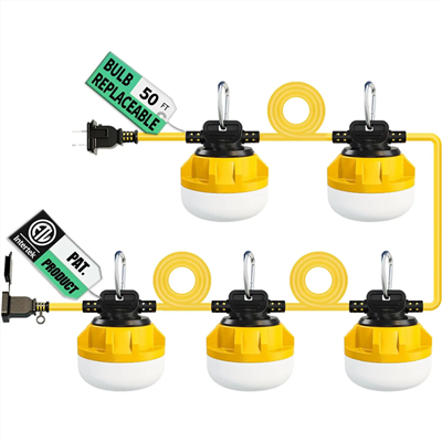 200 Fuß lange LED-Lichterkette für den Bau, Industriequalität, ideal für Baustellen