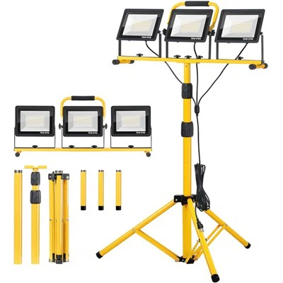 Zetunlo 21000Lumen LED-Arbeitsscheinwerfer mit Ständer - 3 Tragbare Arbeitsleuchte mit Kopf und 16-Fuß-Kabel - IP66 wasserdicht